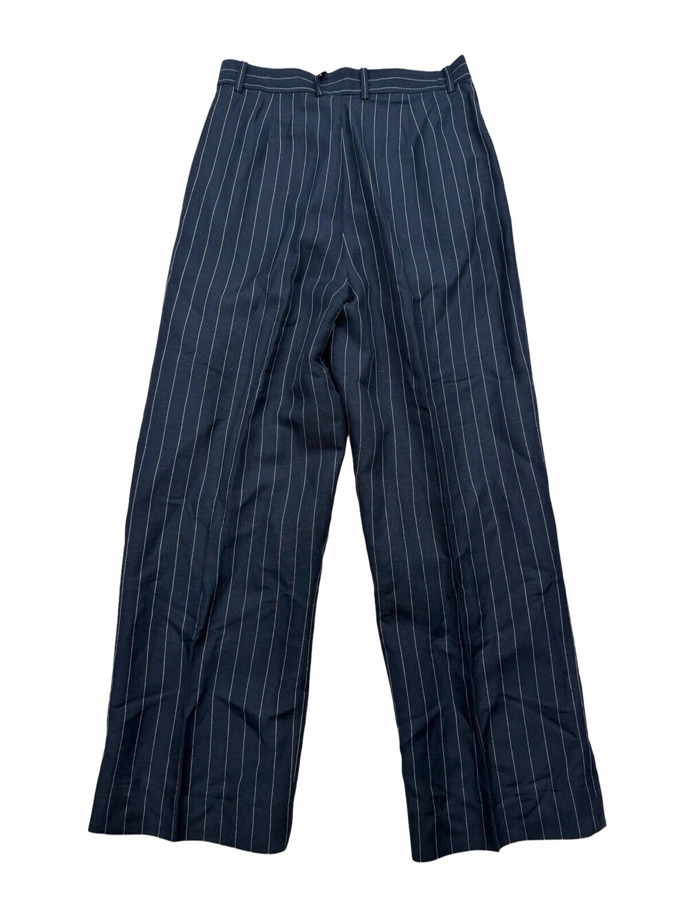 Club Monaco Women's Linen Blend Wide Leg Pleated Pants Striped Blue Size US 6 - Picture 1 of 6